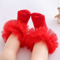 Ruffle Knee-High Stockings  Red