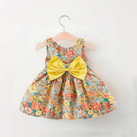 Baby Girl Floral Print Bow Decor Dress - Hibobi