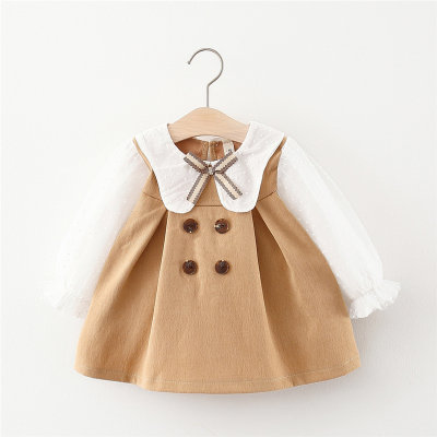 Baby Girl Patchwork Bow Decor Dress