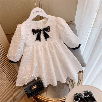 Toddler Girl Bowknot Decor Long Sleeves Dress