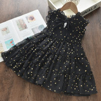 Toddler Girl Star Printed Sleeveless Dress  Black