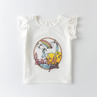 Toddler Girl Ruffle Unicorn Pattern T-shirt - Hibobi