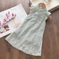 Toddler Girl Lace Cheongsam Dress  Green