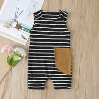 Striped Sleeveless Jumpsuit for Baby Boy  Black