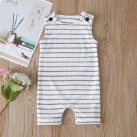 Striped Sleeveless Jumpsuit for Baby Boy  White