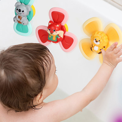 3 piezas Ventosa Spinning Top Toys Juguetes de baño para bebés