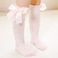 Toddler Girl Bowknot Decor Solid Color Stockings  Pink