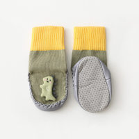 Baby Dinosaur Doll Non-slip Floor Socks with Leather Sole  Green