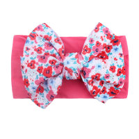 Children's Headband With Printed Big Bow  Hot Pink