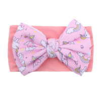 Children's Headband With Printed Big Bow  Pink