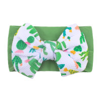 Children's Headband With Printed Big Bow  Green
