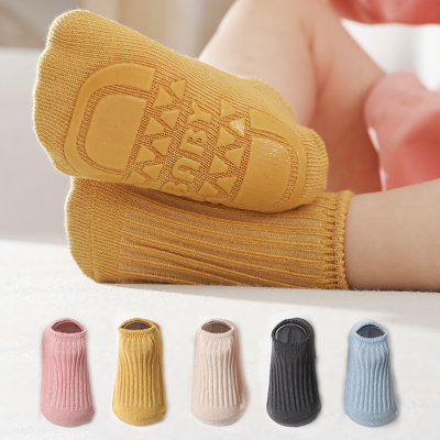 calcetines de bebé Calcetines de algodón de color liso Calcetines antideslizantes