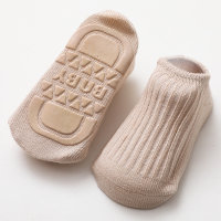 Baby Solid Color Cotton Socks Antiskid Socks  Khaki