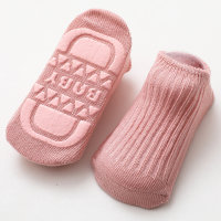 Baby Solid Color Cotton Socks Antiskid Socks  Pink
