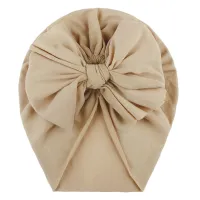 Baby Solid Color Bowknot Decor Children's Hat  Coffee