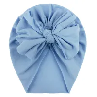 Baby Solid Color Bowknot Decor Children's Hat  Blue