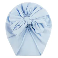 Baby Solid Color Bowknot Decor Children's Hat  Light Blue