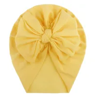 Baby Solid Color Bowknot Decor Children's Hat  Yellow