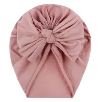 Baby Solid Color Bowknot Decor Children's Hat  Light Pink