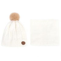 Toddler Boy 2pcs Solid Color Thicken Hat & Scarf  White