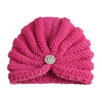 Gorro básico de lana para bebé.  Hot Pink