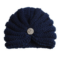 Chapeau en laine de couleur unie pour toute-petite  Bleu foncé