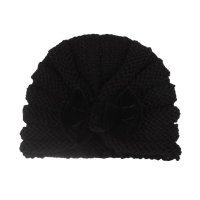 قبعة صوفية للأطفال مزينة بفيونكة  أسود