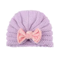Sombrero de lana Baby Bowknot Decor  Purple