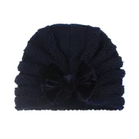 Sombrero de lana Baby Bowknot Decor  Dark Blue