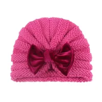 Sombrero de lana Baby Bowknot Decor  Hot Pink