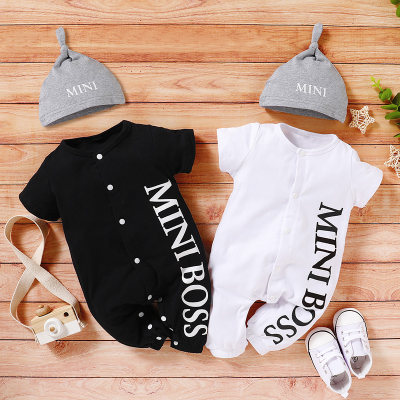 2-piece Letter Printed Bodysuit & Hat for Baby Boy（No Shoes）