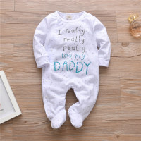 Lettera I Really Love My Mummy / Daddy Jumpsuit for Baby  Blu scuro / bianco