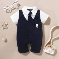 Gentleman Tie Bodysuit for Baby Boy  Navy Blue