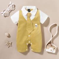 Gentleman Tie Bodysuit for Baby Boy  Yellow