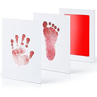Baby Growth Commemorative Hand Footprints Hand and Foot Ink  Red