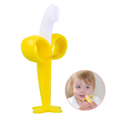 [Yuya Seleccionada]Cepillo de dientes de silicona para bebés Forma de plátano libre de BPA
