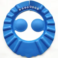 Baby Solid Cute Adjustable Shampoo Caps  Blue
