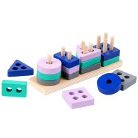 لعبة مكعبات بناء مطابقة الشكل الهندسي - Hibobi