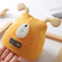 Baby Lovely Color-block Cartoon Woolen Hat  Yellow