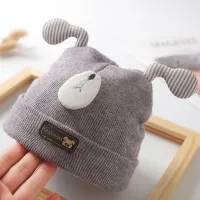 Baby Lovely Color-block Cartoon Woolen Hat  Grey
