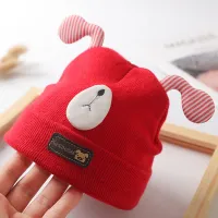 Baby Lovely Color-block Cartoon Woolen Hat  Red