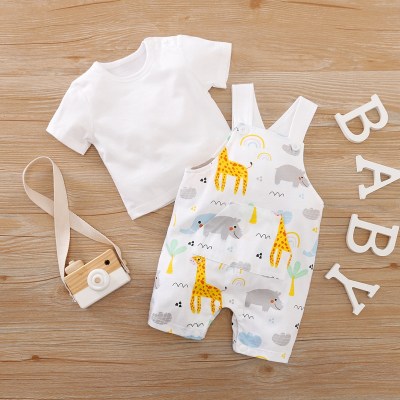 2-piece T-shirt and Animal Pattern Bodysuit for Baby Boy