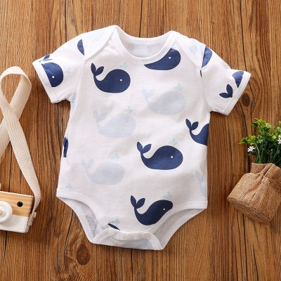 Baby Boy Whale Pattern Short Sleeve Romper