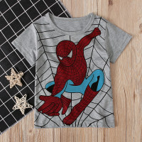 Camiseta de manga corta con diseño de súper héroe de Spider-man  gris