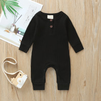 Cute Solid Long-sleeve Jumpsuit (Suggest to Buy a Larger Size）  Black