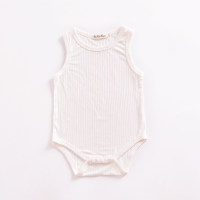 Baby Solid Color Knitted Sleeveless Triangle Romper  White