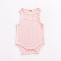 Baby Solid Color Knitted Sleeveless Triangle Romper  Pink