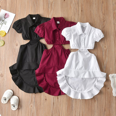 Toddler Girl Solid Color Waistless Ruffle Hem Dress