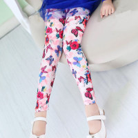 Girl's Floral Print Comfy Leggings  Pink