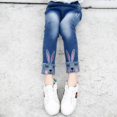 Kid Girl Rabbit Pattern Jeans